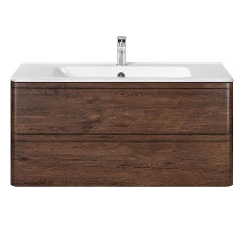 Тумба под раковину Vincea Vico VMC-2V100RW 100х50 подвесная цвет коричневый - фото 3