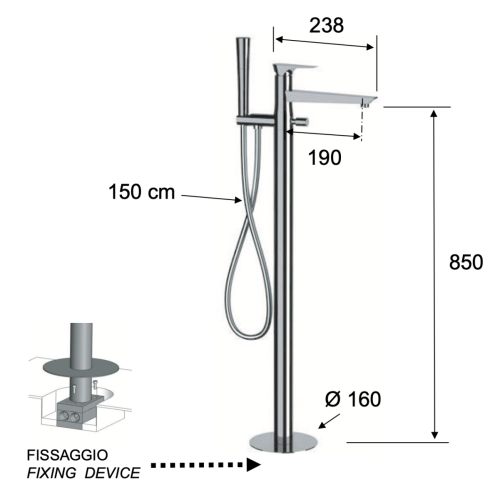 Смеситель для ванны Daniel Diva DV678DP напольный золото - фото 2