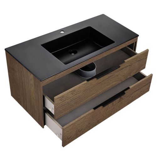 Тумба под раковину Vincea Chiara 2D VMC-2C2100TO 100х50 подвесная цвет коричневый - фото 3