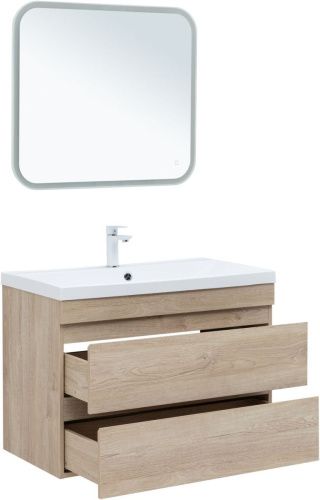 Тумба под раковину Aquanet Нота NEW 00334199 90х50 подвесная цвет бежевый - фото 5