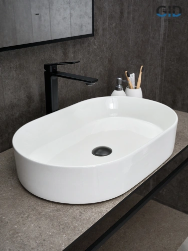 Раковина керамическая Gid Lago 51203 60х40 накладная цвет белый без отверстий под смеситель - фото 4