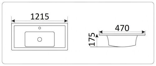 Раковина из сантехнического фаянса CeramaLux 840-120 120х50 встраиваемая цвет белый 1 отверстие под смеситель - фото 2