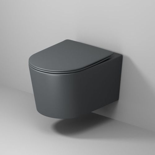 Унитаз подвесной Grossman Торнадо GR-4499GMSQ серый с сиденьем микролифт безободковый смыв торнадо - фото 5