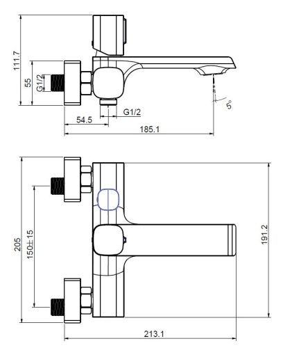 Смеситель для ванны Creavit AL2500 настенный хром - фото 2