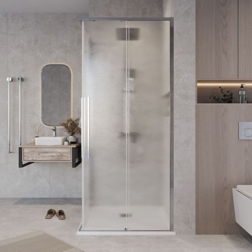 Душевая дверь Grossman Galaxy 1/2.K33.01.10.10.02 100х195 стекло текстурное профиль хром - фото 5