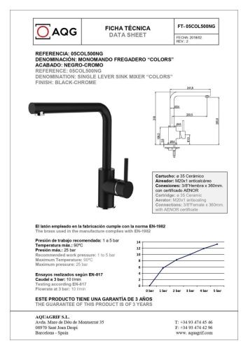 Смеситель для кухни AQG COLORS 05COL500NG на столешницу черный - фото 2