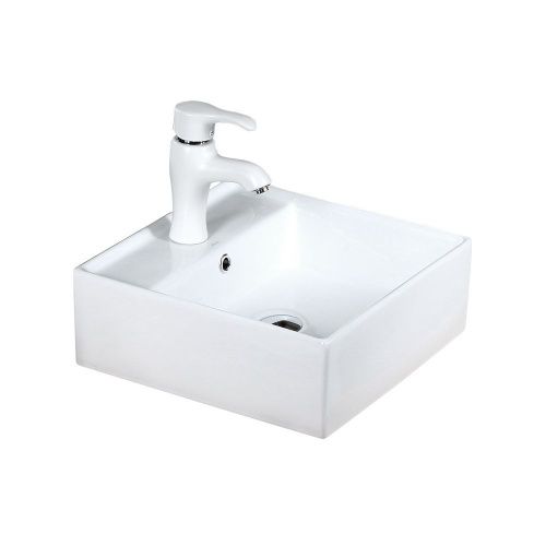 Раковина из сантехнического фарфора Melana 7063B-805 40х40 накладная цвет белый 1 отверстие под смеситель - фото 5