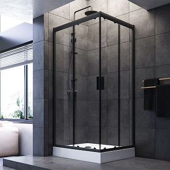 Душевой уголок Am.Pm Gem W90G-404-100280-BT 100х80 стекло прозрачное профиль черный без поддона