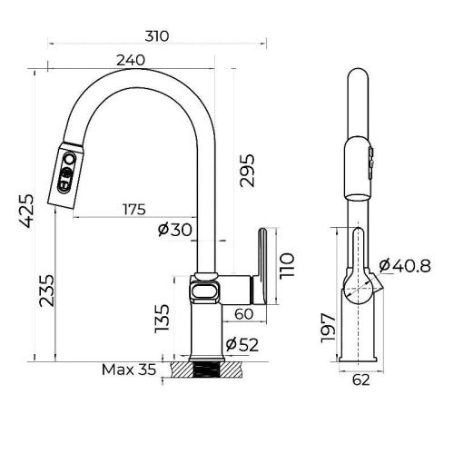 Смеситель для кухни Knotlor KN-100 на мойку хром - фото 3