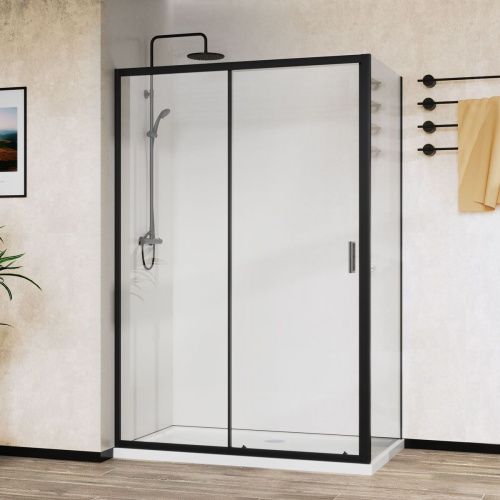 Душевой уголок Vincea City VSR-5CT9012CLB 120х90 стекло прозрачное профиль черный без поддона