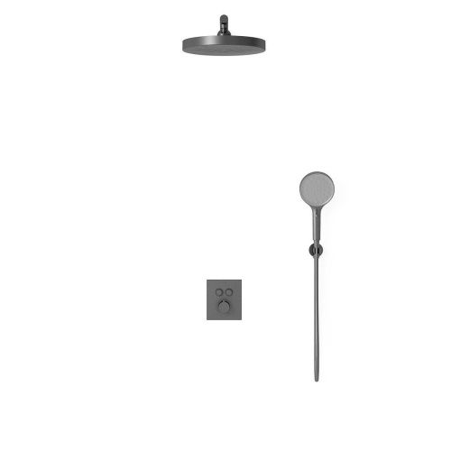 Душевая система Vincea VSFW-3I21T2GM встраиваемая в стену цвет вороненая сталь с термостатом - фото 3