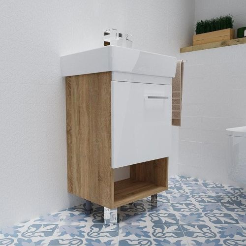 Тумба под раковину 1MarKa Tera У76064 40х40 цвет белый/коричневый - фото 4