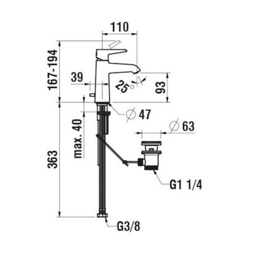 Смеситель Laufen VAL HF901701100000 на раковину хром - фото 2