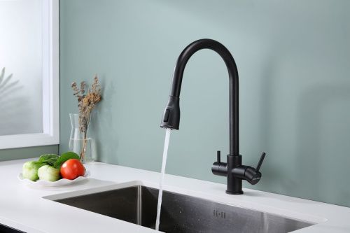 Смеситель для кухни Paulmark LANGE La214212-BLM на мойку черный - фото 5