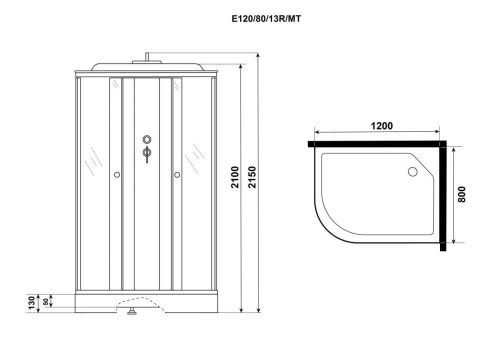 Душевая кабина Niagara Eco E120/80/13R/MT 120х80 четверть круга с крышей ориентация правая - фото 4
