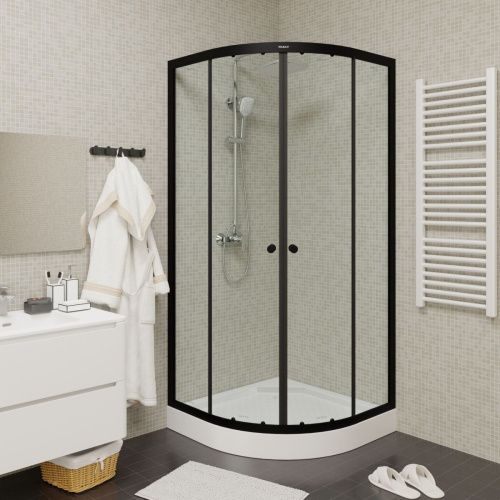 Душевой уголок Parly ZE911B 90х90 стекло прозрачное профиль черный с поддоном - фото 4