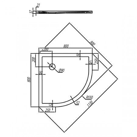 Душевой поддон из искусственного камня Aquaton Калифорния 1A713936CA010 80х80 белый