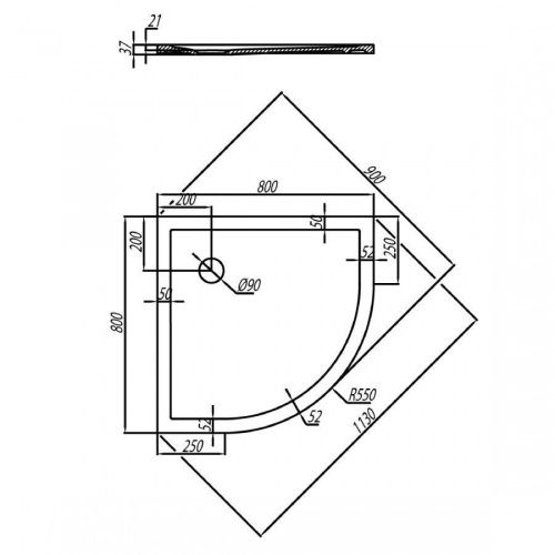 Душевой поддон из искусственного камня Aquaton Калифорния 1A713936CA010 80х80 белый - фото 4