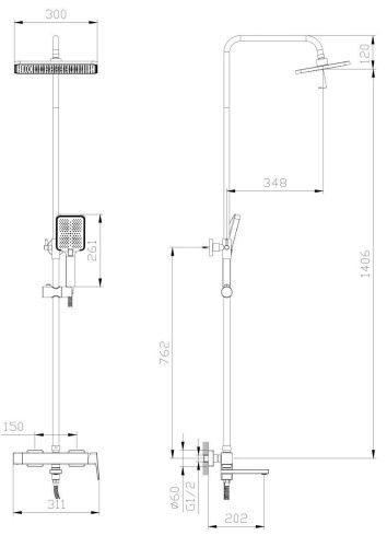 Душевая стойка Rush ST4235-90 настенная цвет хром - фото 2