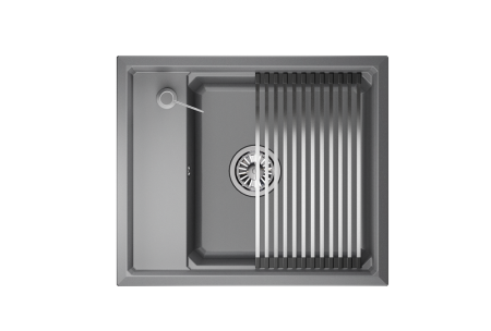 Кухонная мойка Granula Kitchen Space 6004, АЛЮМИНИУМ 60х50 цвет серый поверхность матовая