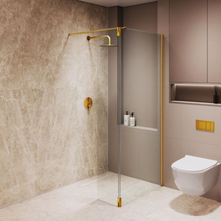 Душевая перегородка RGW Walk In 351005183-16 80х195 стекло прозрачное профиль золото