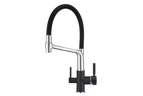 Смеситель для кухни Granula 0083, ШВАРЦ на мойку черный/хром - фото 2