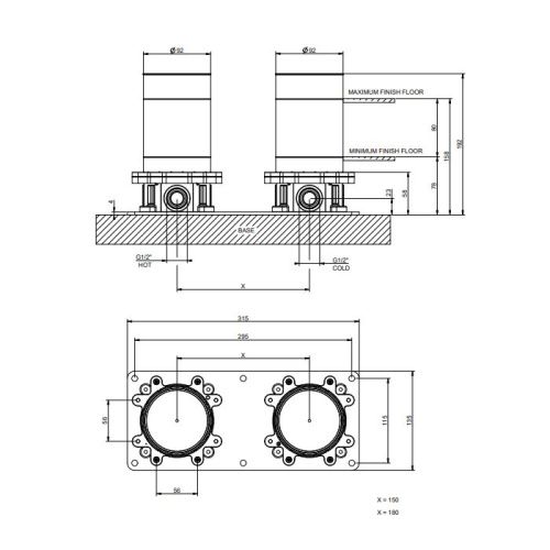 Встраиваемая часть напольного смесителя для ванны Gessi Venti20 65099#031 - фото 2