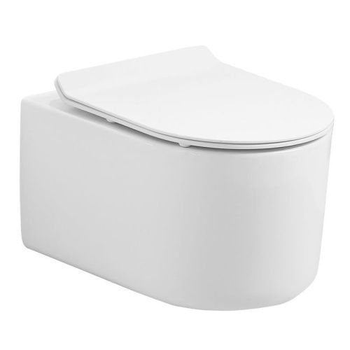 Унитаз подвесной Art&Max RIMINI AM204CHR белый с сиденьем микролифт безободковый каскадный смыв