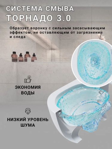 Унитаз подвесной Sintesi SIN-TS-BLT-172 белый безободковый с сиденьем микролифт душевой смыв - фото 3