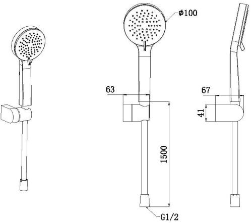 Душевой гарнитур Allen Brau Eclipse 5.E1005-BN настенный нержавеющая сталь - фото 3