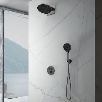 Душевая система Vincea Inspire VSFW-3I22MT5GM встраиваемая в стену цвет вороненая сталь с термостатом