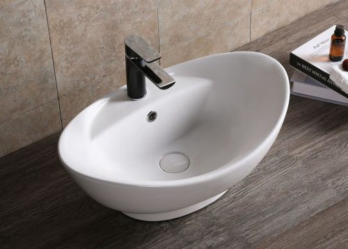 Раковина из сантехнического фарфора Cerutti SPA CR7003 60х40 накладная цвет белый 1 отверстие под смеситель