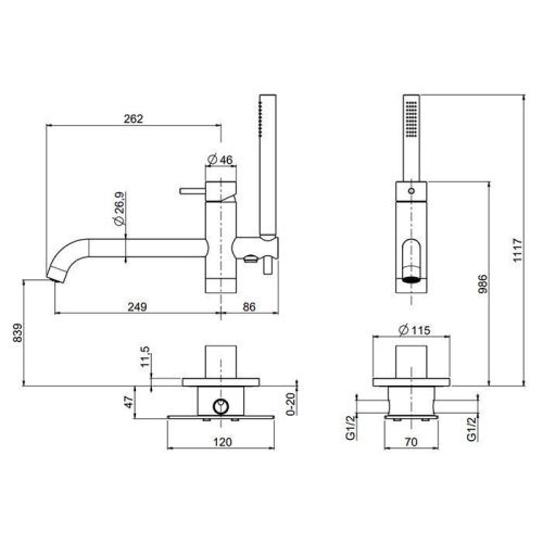 Смеситель QuadroDesign Source 1262AS/1 напольный нержавеющая сталь - фото 2