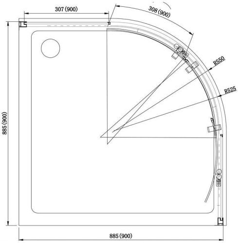 Душевой уголок Aquanet Alfa 00203799 90х90 стекло прозрачное профиль хром без поддона - фото 2
