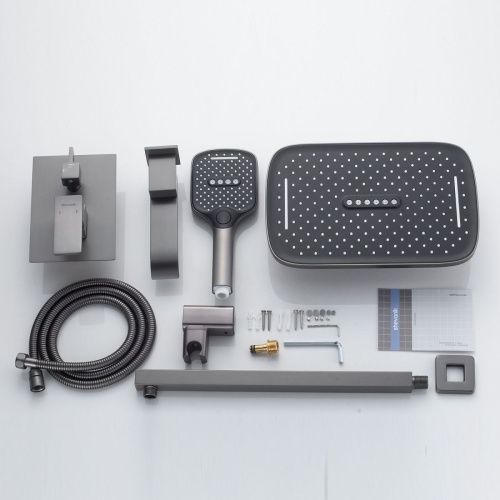 Душевая система Shevanik S4035T встраиваемая в стену цвет оружейная сталь - фото 4