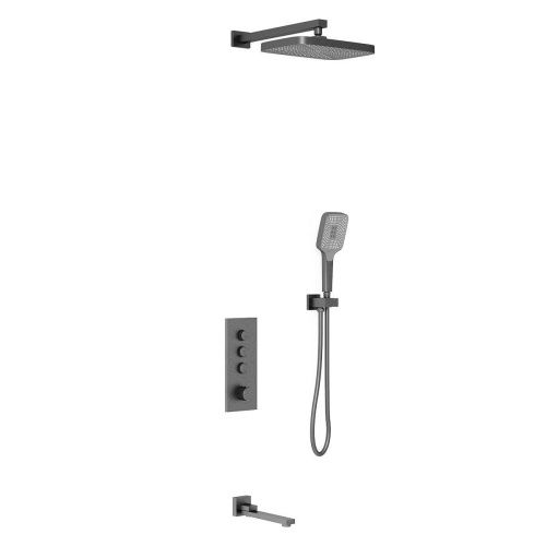 Душевая система Vincea VSFW-433T1GM встраиваемая в стену цвет вороненая сталь с термостатом - фото 2