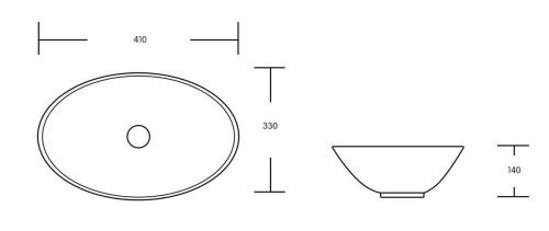 Раковина из сантехнического фарфора Milleau BOUTIQUE MU7007-EGAT 40х30 накладная цвет черный без отверстий под смеситель - фото 2