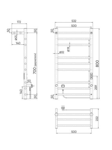 Полотенцесушитель электрический Indigo Line Trinity LСLTE80-50PGFMRt 55х80 серый - фото 4