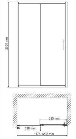 Душевая дверь Wasserkraft Main 41S 41S05 120х200 стекло прозрачное профиль хром
