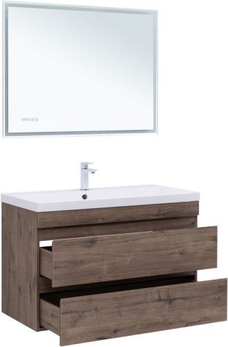 Тумба под раковину Aquanet Нота NEW 00334194 100х50 подвесная цвет коричневый - фото 4