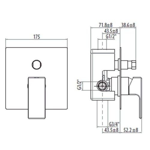 Смеситель Gattoni Kubik 2534/25C0.CH встраиваемый в стену хром - фото 2