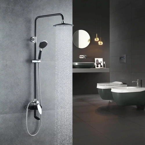 Душевая стойка Shevanik S9836H настенная цвет черный/хром - фото 4