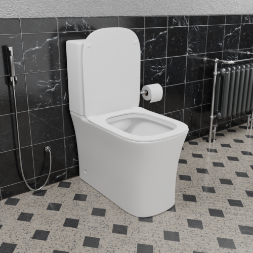 Унитаз напольный с бачком CeramaLux 1218A белый с сиденьем микролифт безободковый каскадный смыв - фото 2