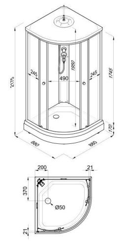 Душевая кабина Тритон Нова Щ0000065774 90х90 четверть круга с крышей ориентация универсальная - фото 3