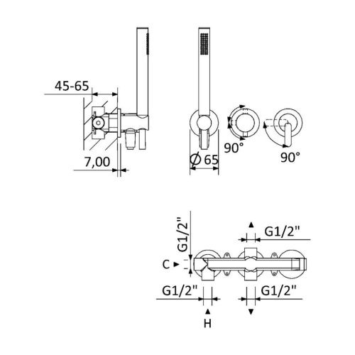 Смеситель Cezares LEAF LEAF-DIM3-D-L-01 встраиваемый в стену хром - фото 2