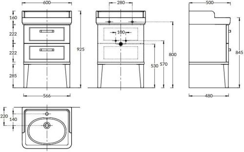 Тумба под раковину Kerama Marazzi POMPEI PO.N.60.2\CAM 60х50 напольная цвет бежевый - фото 2