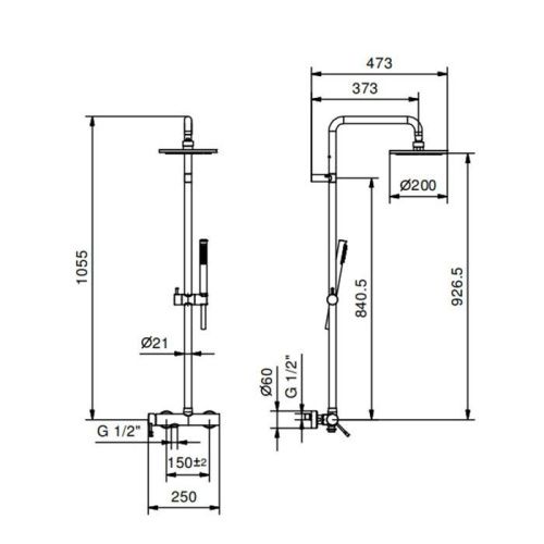 Душевая стойка Fantini Nostromo 86 02 8130 настенная цвет хром - фото 2