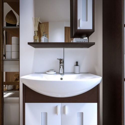 Зеркало-шкаф Бриклаер Бали 4627125411823 60х80 подвесной цвет белый/коричневый - фото 5