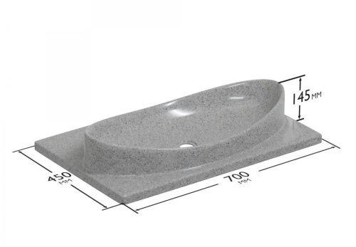 Раковина из искусственного камня СанТа 900143 70х50 подвесная цвет серый - фото 4