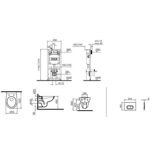 Комплект унитаз с инсталляцией и клавишей смыва Vitra Normus 9773B003-7201 - фото 2